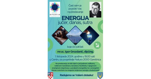 Poziv na predavanje Energija jučer, danas, sutra (1.10.2024.)